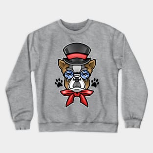 Cute Dog French Bulldog Wearing Sunglasses Hat and Bow Tie Crewneck Sweatshirt